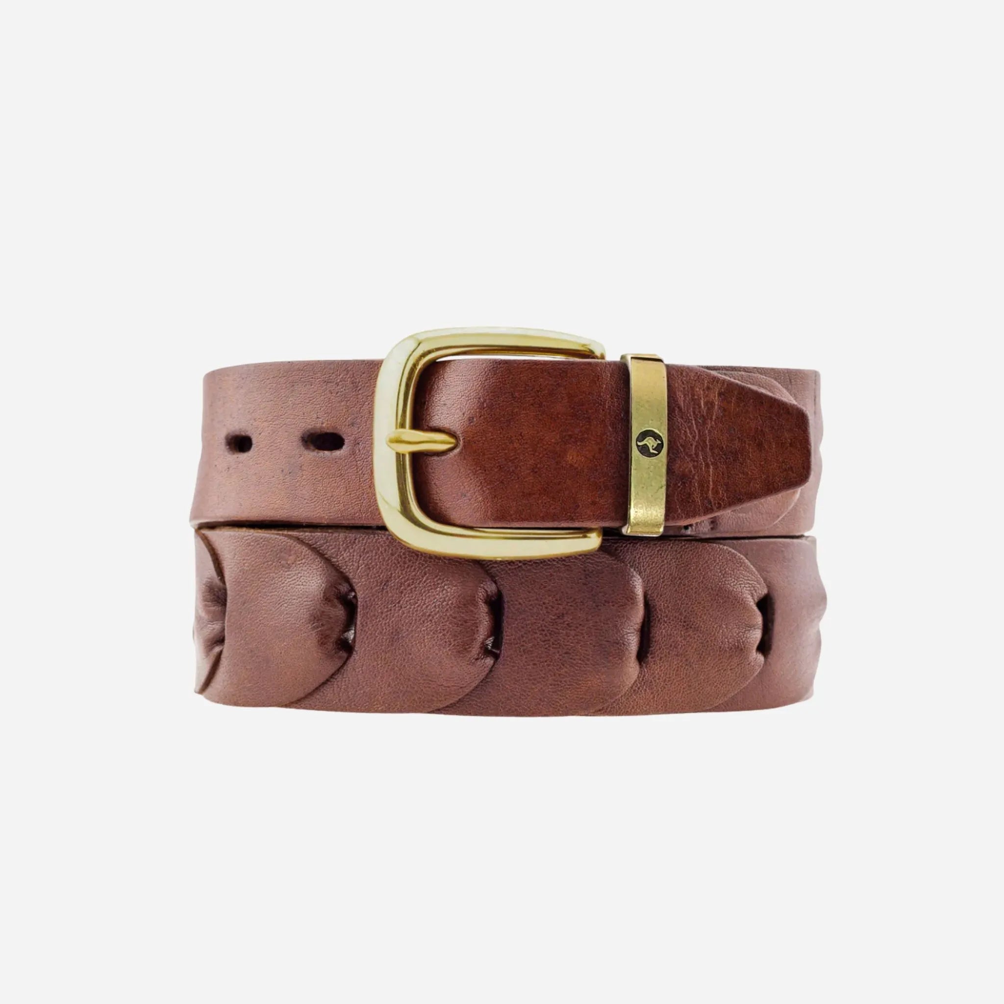 32mm Linked Kangaroo Leather Belt | Black & Tan - BeltUp Leather Co.