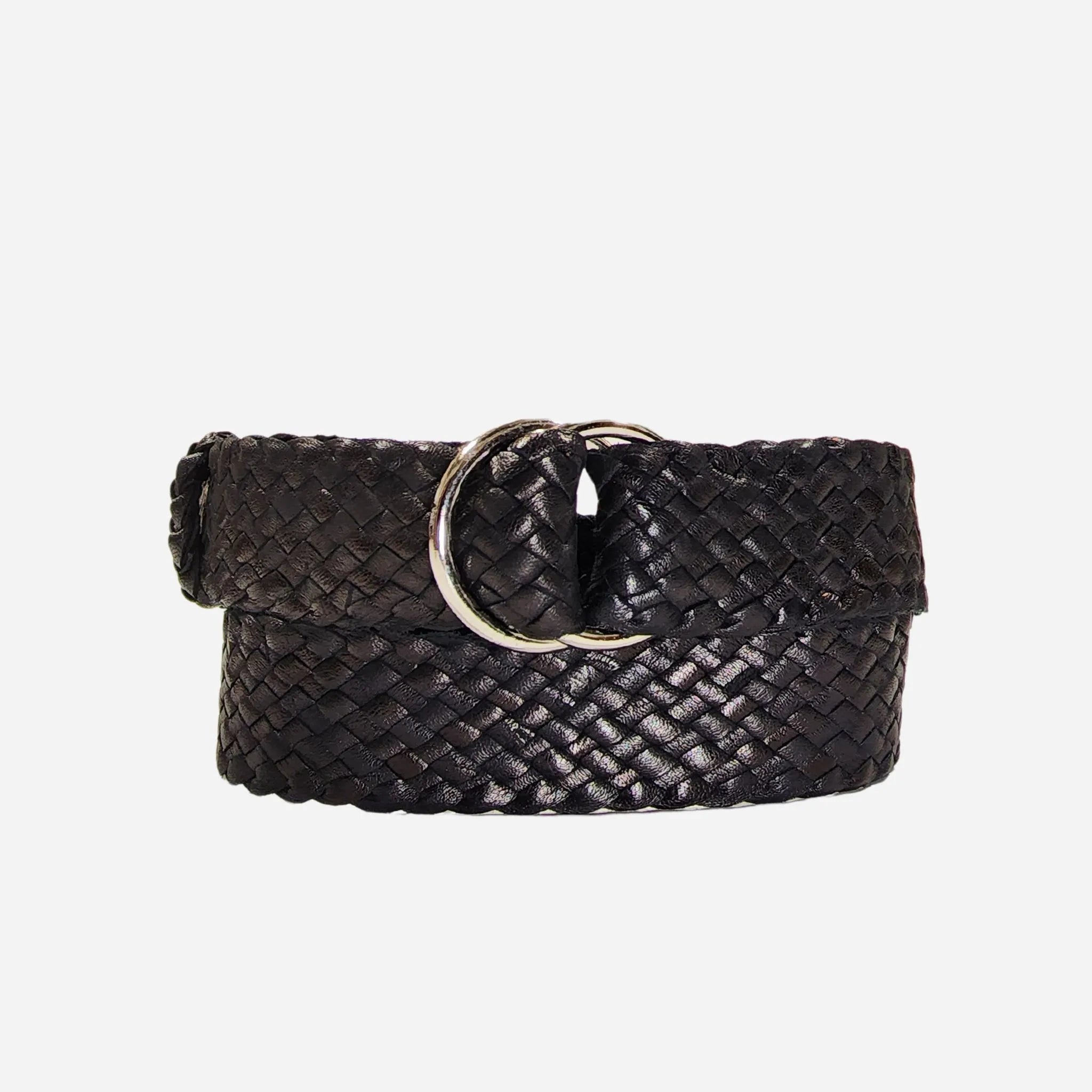 35mm Plaited Kangaroo Belt | Ring Buckle | Black and Brown - BeltUp Leather Co.