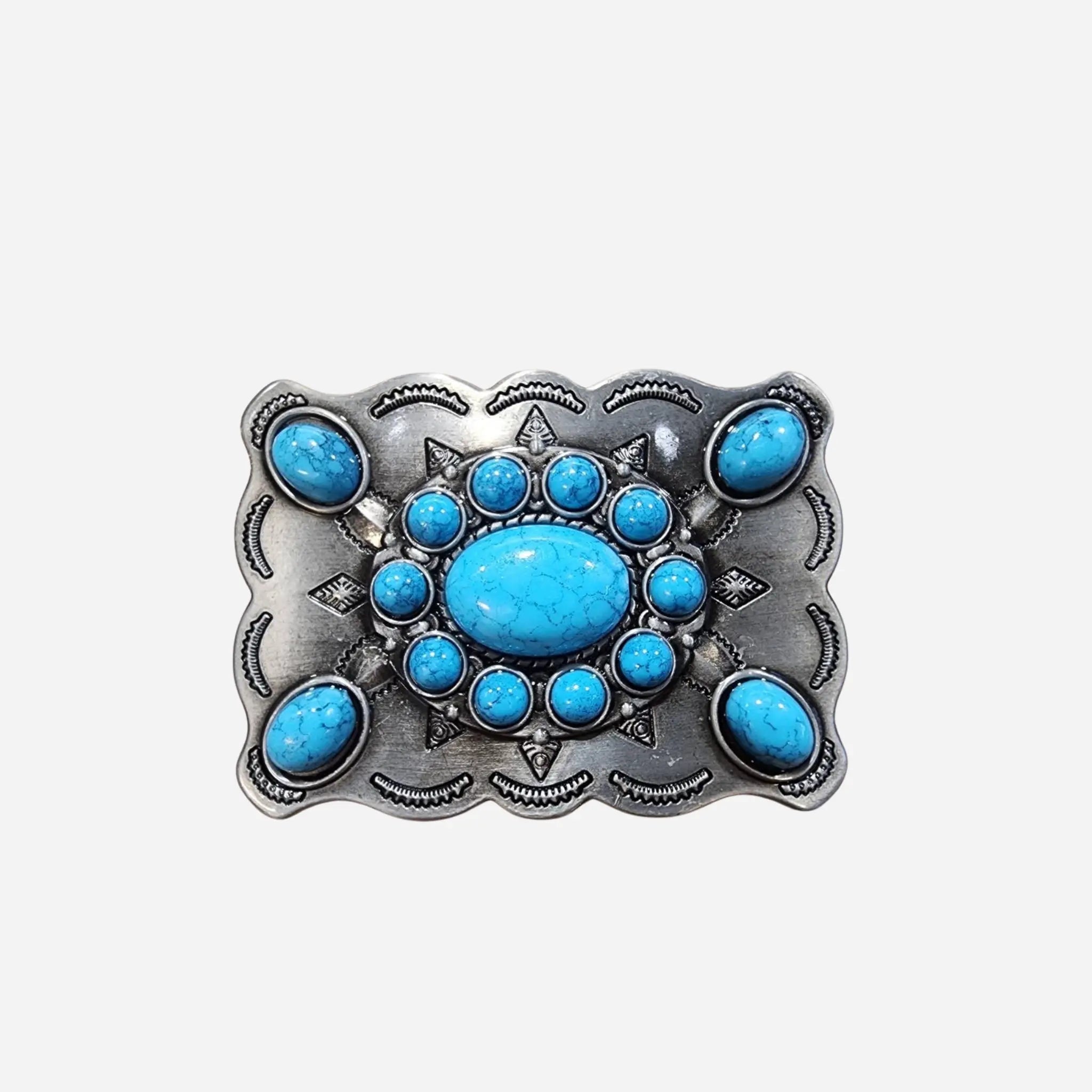 38mm | Ladies Western Buckle | Turquoise Stone | BeltUp - BeltUp Leather Co.