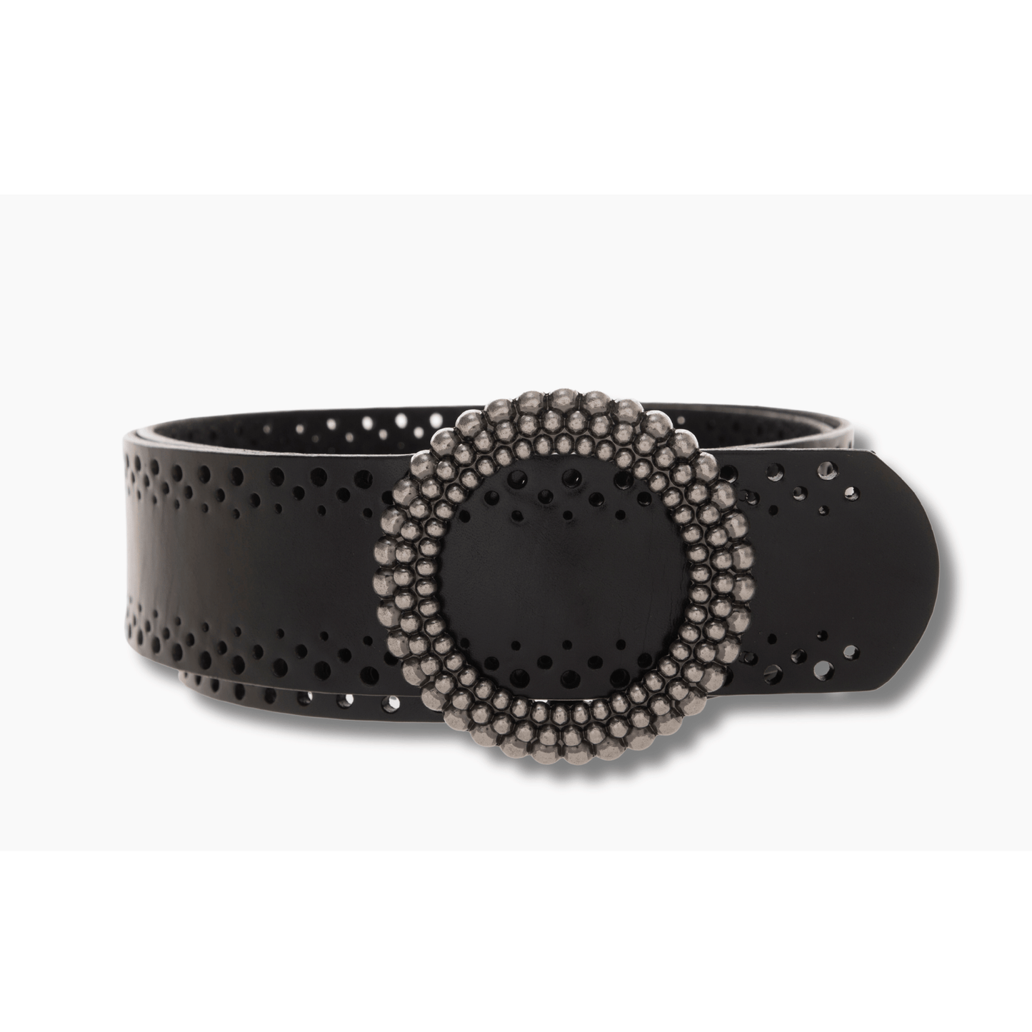 Ladies Black Leather Belt - 60mm wide