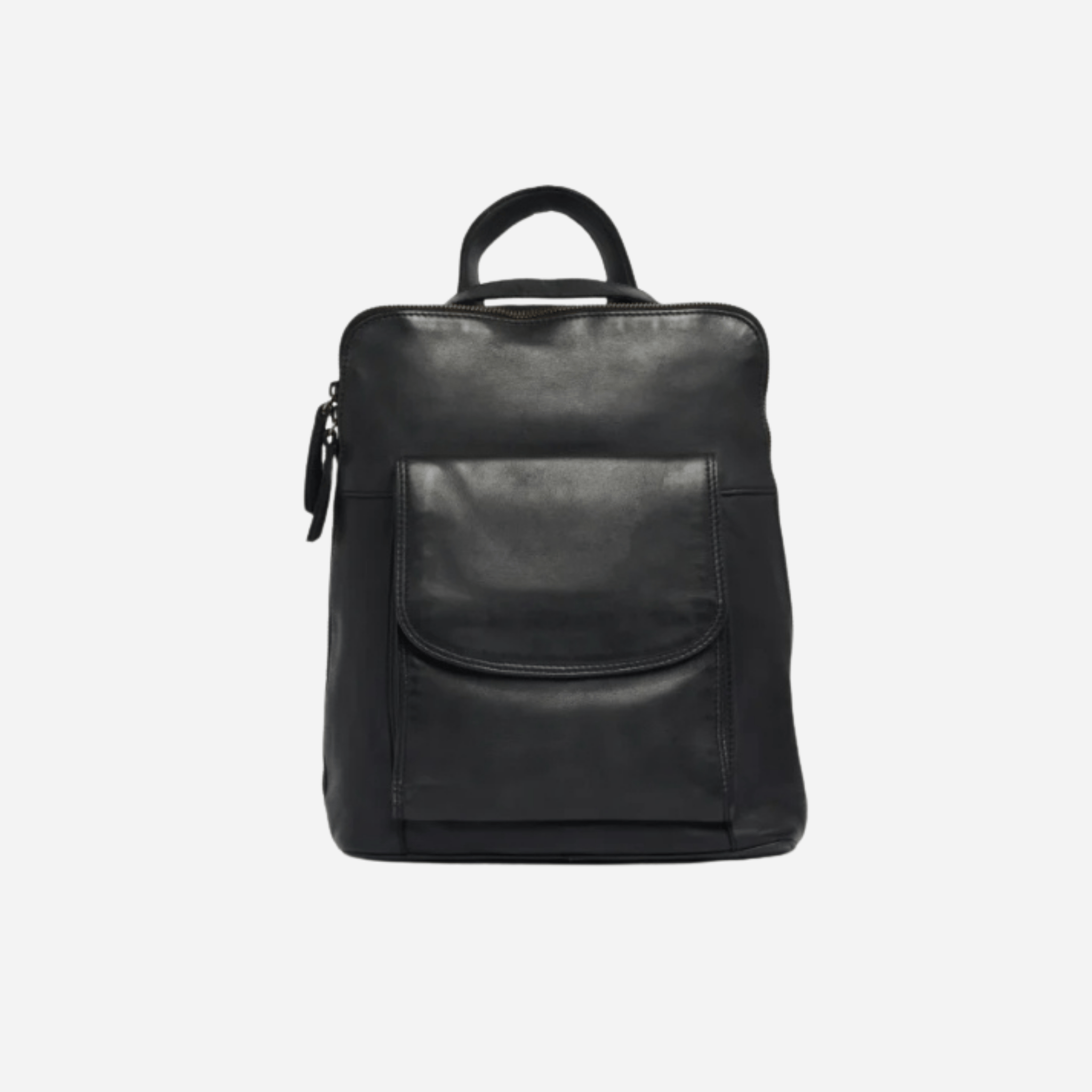Ladies-black-leather-backpack-front-view-Vanessa_BeltUp Leather Co.