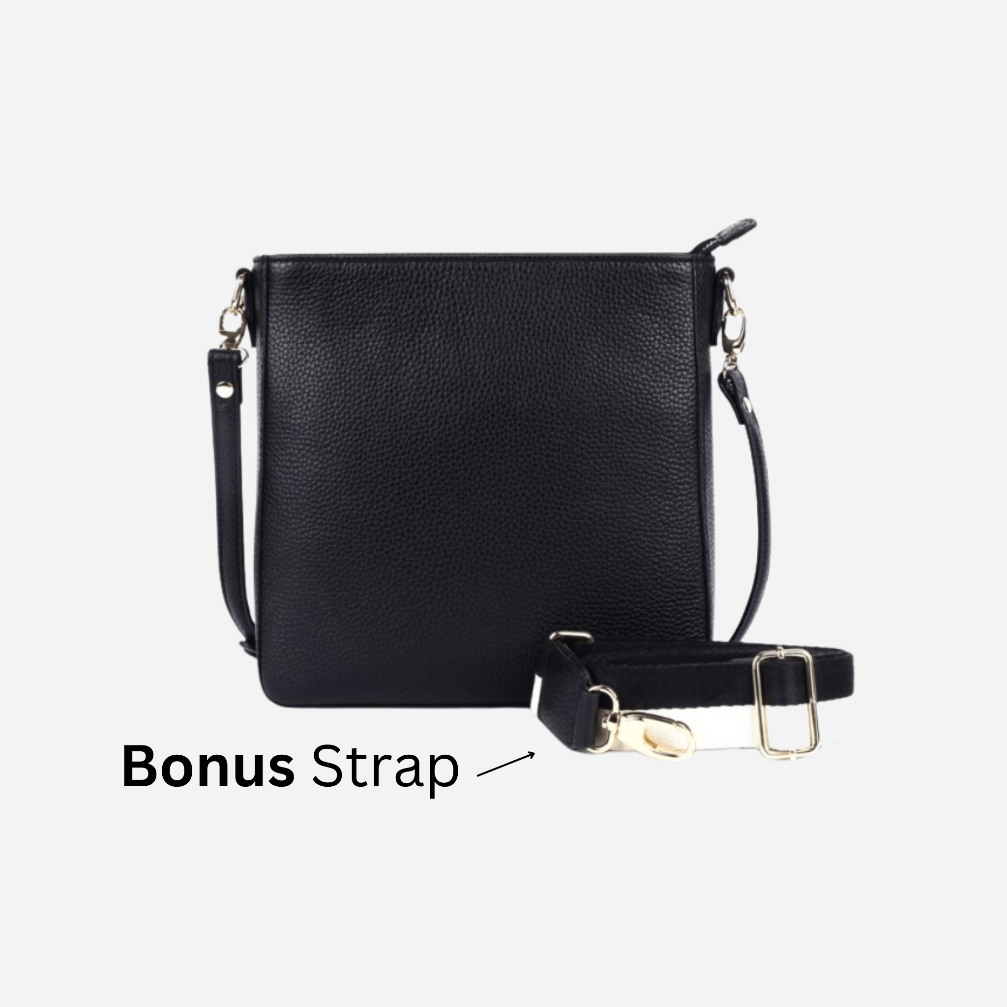 Bonus bag strap for Black Crossbody Leather Handbag - Darwin | BeltUp Leather Co.