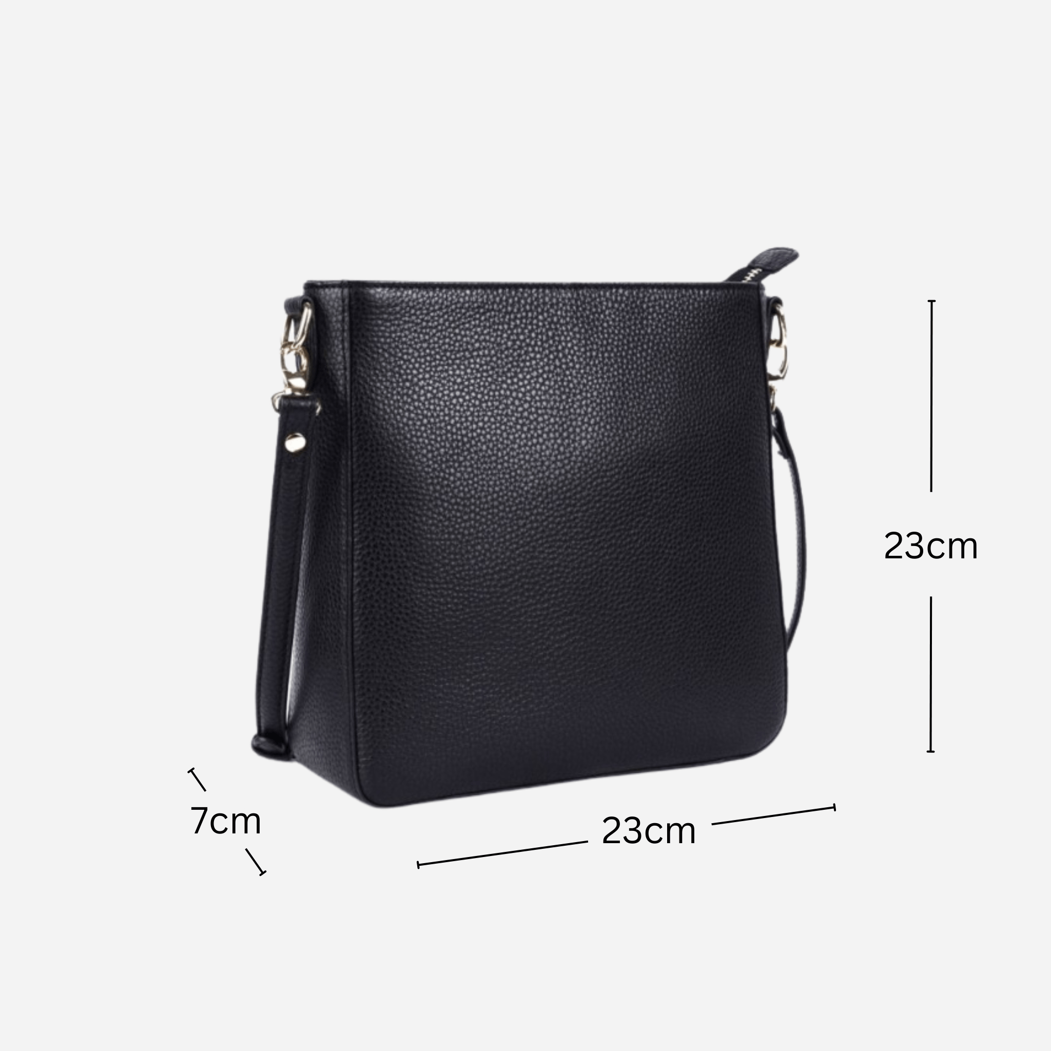 Measurements of Black Crossbody Leather Handbag - Darwin | BeltUp Leather Co.