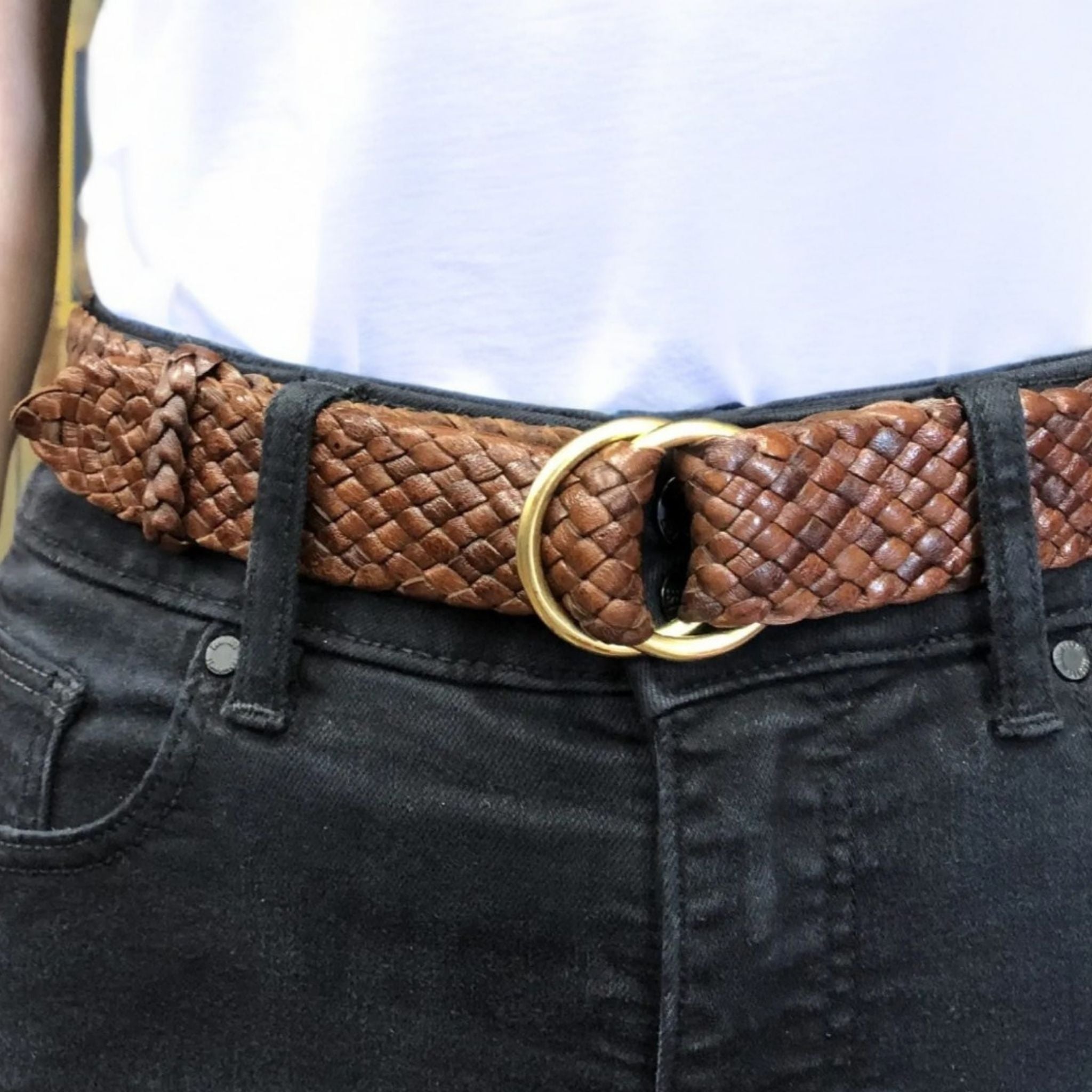 35mm | Brown | Plaited Kangaroo Belt | Ring Buckle - BeltUp Leather Co.