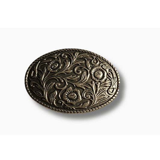 35mm | Silver Floral Buckle - BeltUp Leather Co.