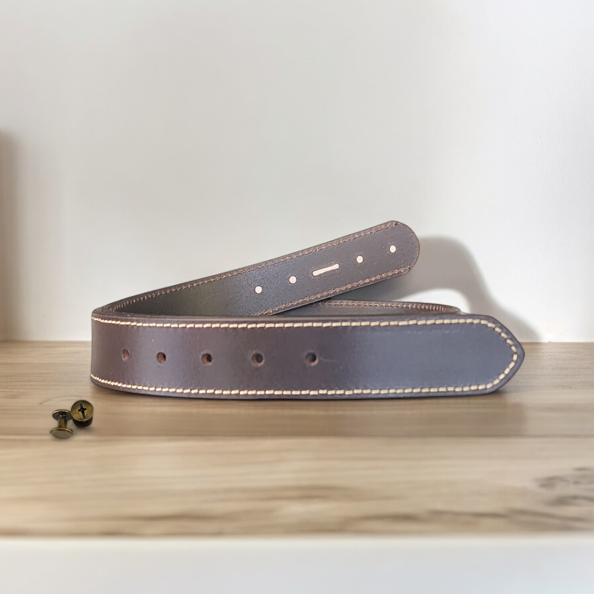 38mm | Brown - Yellow Stitch | Strap Only - BeltUp Leather Co.