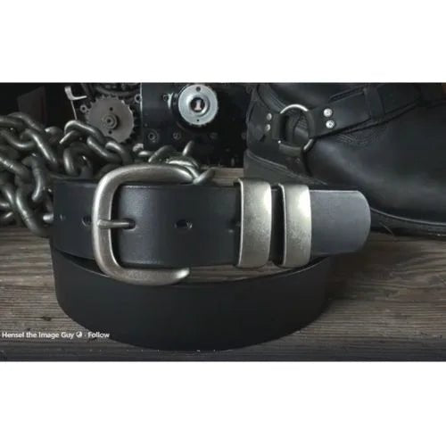 38mm Double Keeper Leather Belt | Black & Brown - BeltUp Leather Co.