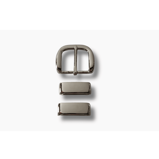 38mm Double Keepers - Polished Silver - BeltUp Leather Co.