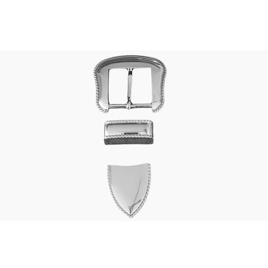 38mm | Polished Silver | 3 Piece Buckle Set - BeltUp Leather Co.