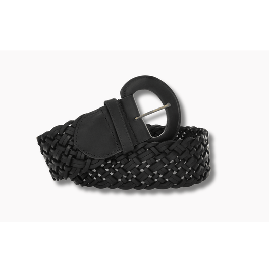 60mm | Black Woven Leather Belt | Wide - BeltUp Leather Co.