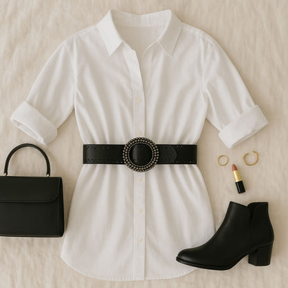 60mm | Ladies Wide Black Leather Belt - BeltUp Leather Co.