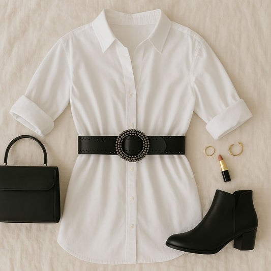 60mm | Ladies Wide Black Leather Belt - BeltUp Leather Co.