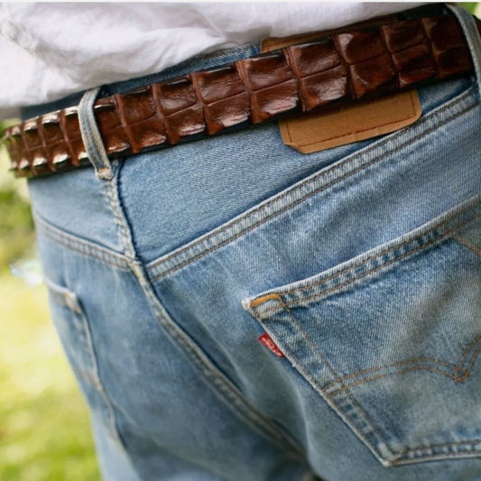 38mm | Brown Hornback | Crocodile Belt