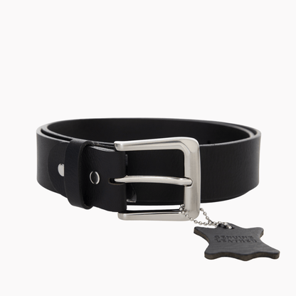 30mm | Black Leather Belt | Short Buckle