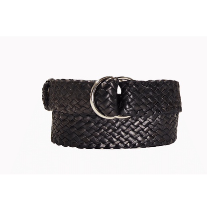 Black plaited kangaroo belt - 35mm wide