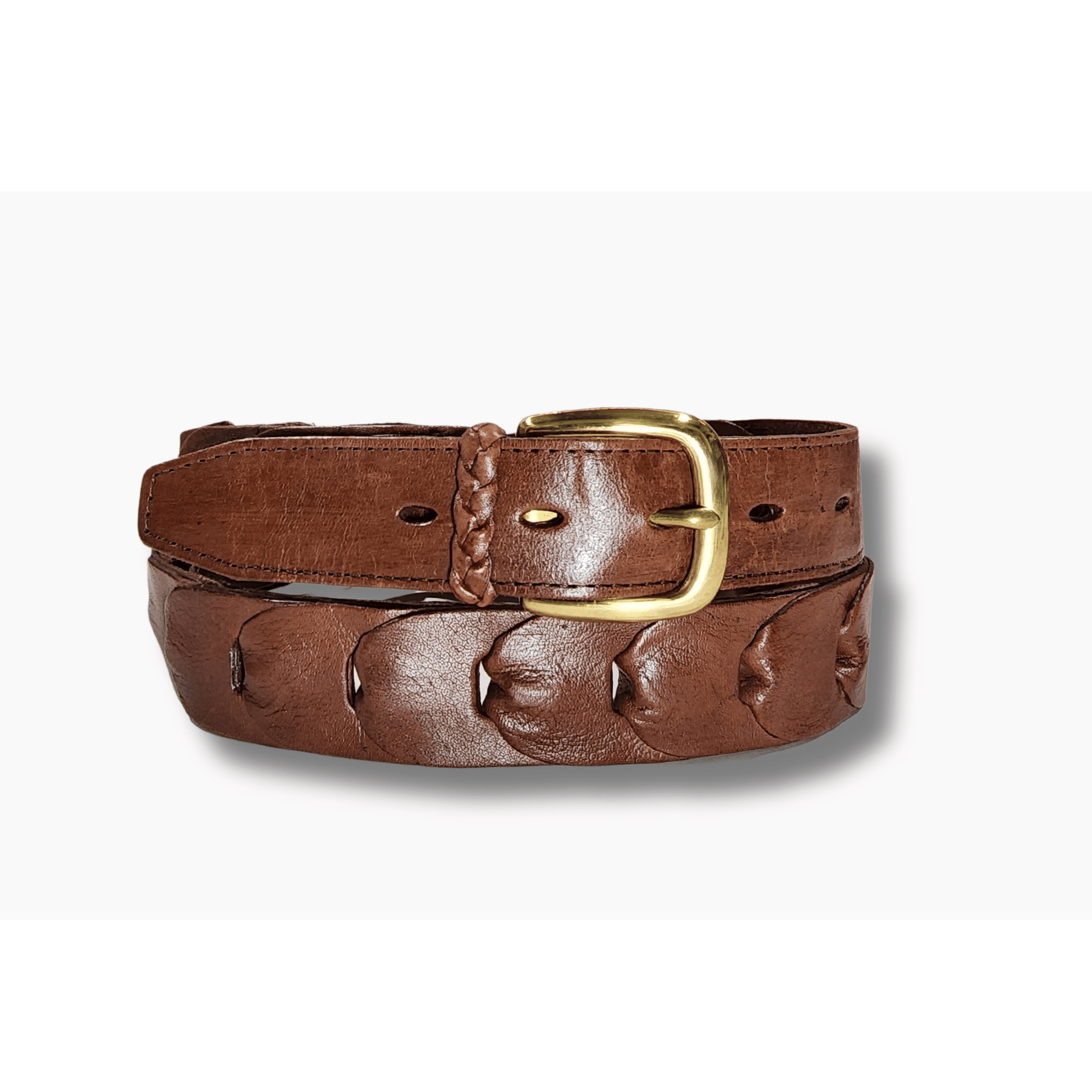 Tan Linked Kangaroo Leather Belt- 32mm Width - BeltUpOnline