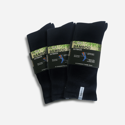 3 x Men's Bamboo Outback Socks - Black