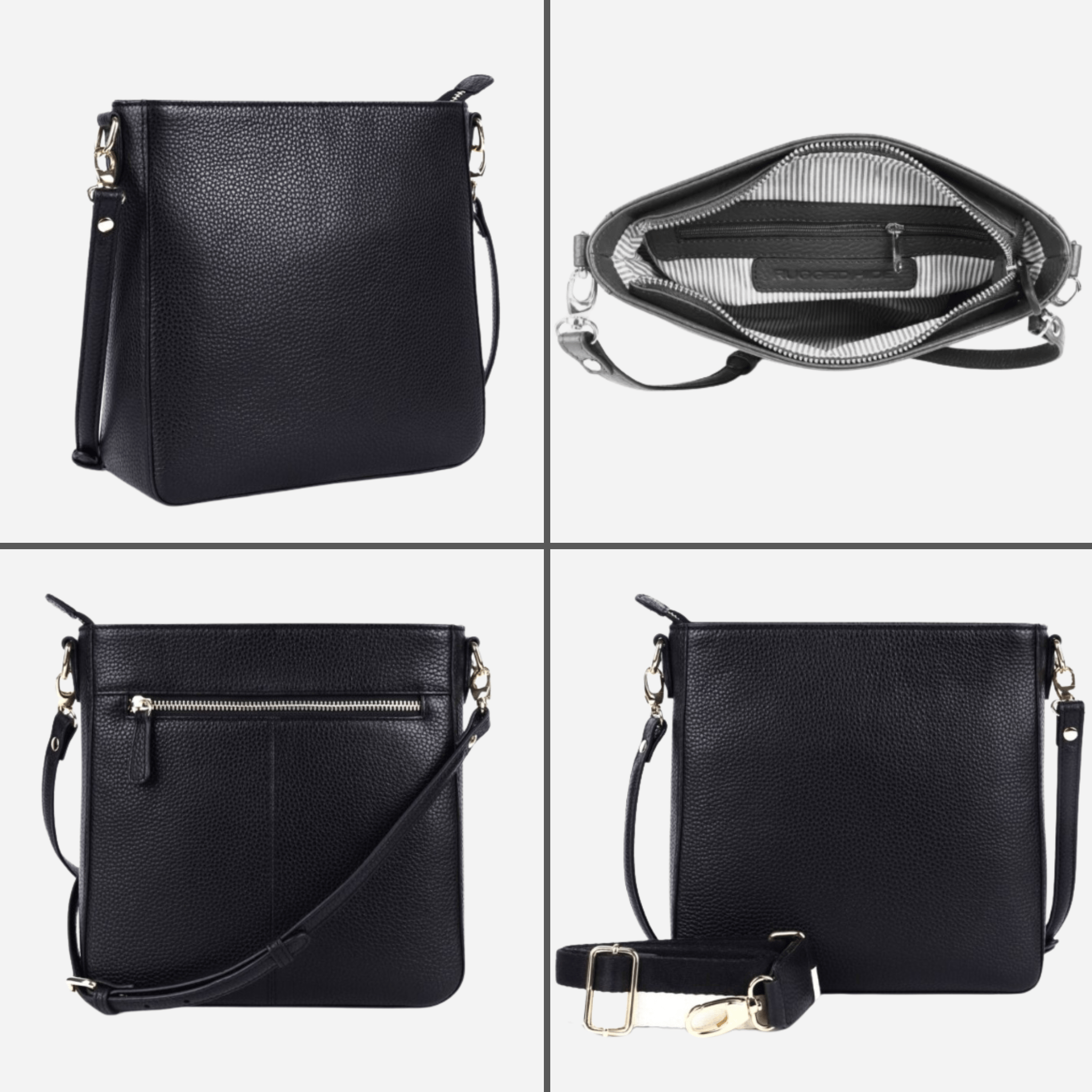 Multiple viewpoints of of Black Crossbody Leather Handbag - Darwin | BeltUp Leather Co.