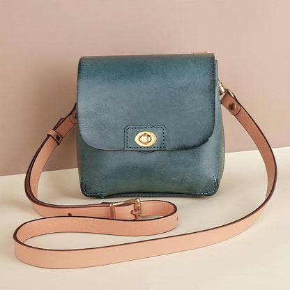 Top Grain Leather Mini Messenger - Blue - BeltUpOnline