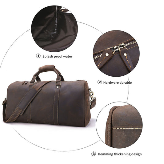 Duffle| Brown | Shoe Compartment - BeltUp Leather Co.