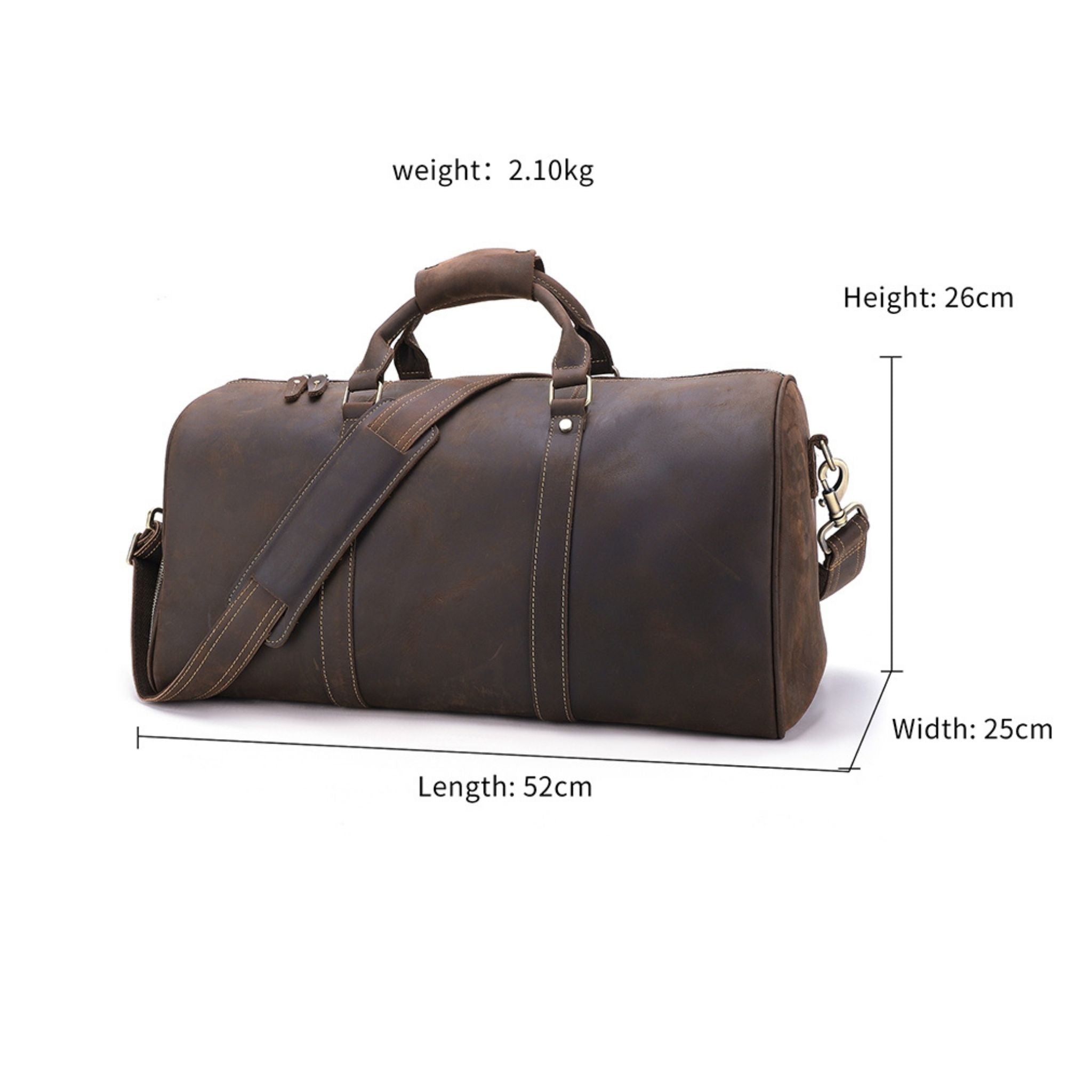 Duffle| Brown | Shoe Compartment - BeltUp Leather Co.
